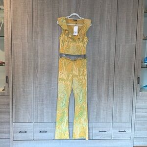 Zara Jacquard Ruffled Top And‎ Pants Set